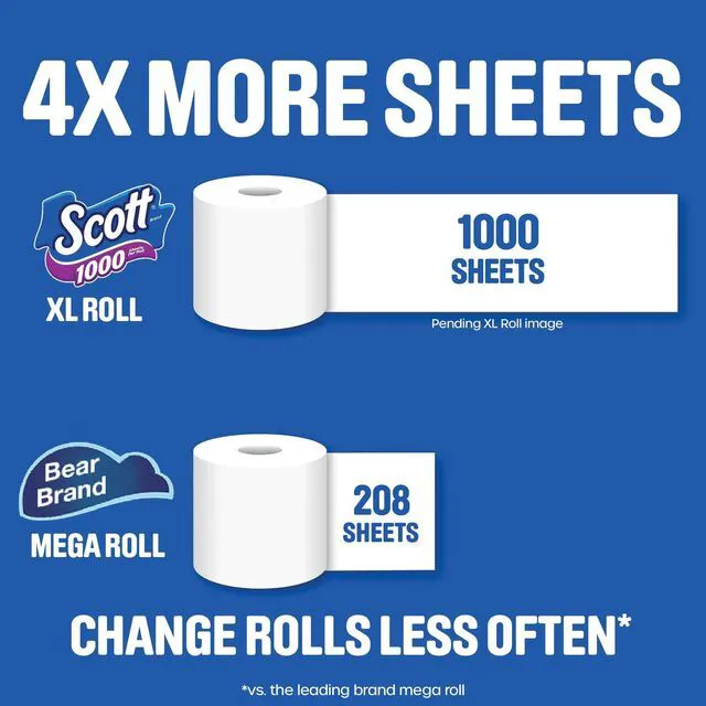 Alt view image 2 of 6 - Scott 1000 1-Ply Toilet Paper, 8 Rolls, Septic-Safe