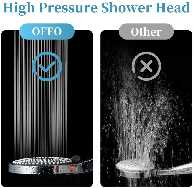 Alt view image 5 of 7 - OFFO 6-Mode High Pressure Handheld Shower Head, Chrome Finish, High Flow Boosting Sprayer for Low Water Pressure