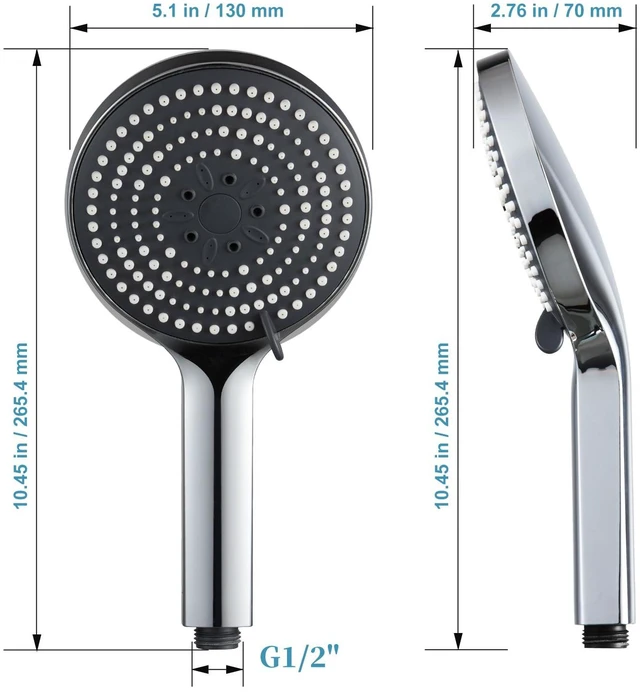 Alt view image 6 of 7 - OFFO 6-Mode High Pressure Handheld Shower Head, Chrome Finish, High Flow Boosting Sprayer for Low Water Pressure