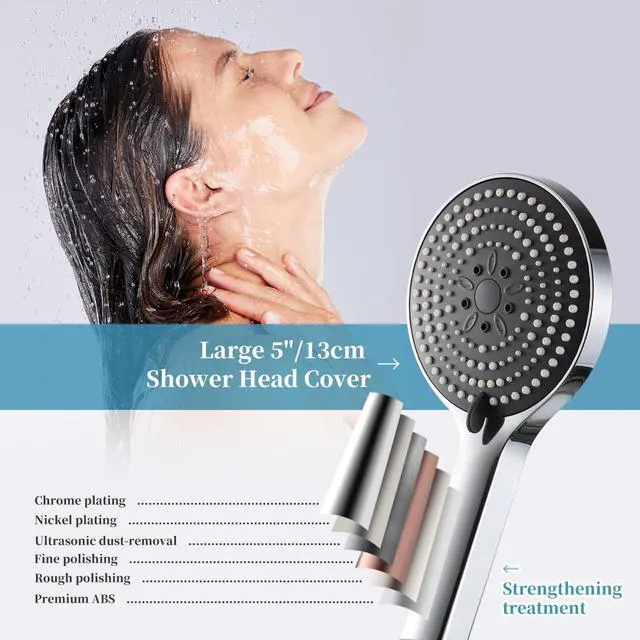 Alt view image 3 of 7 - OFFO 6-Mode High Pressure Handheld Shower Head, Chrome Finish, High Flow Boosting Sprayer for Low Water Pressure