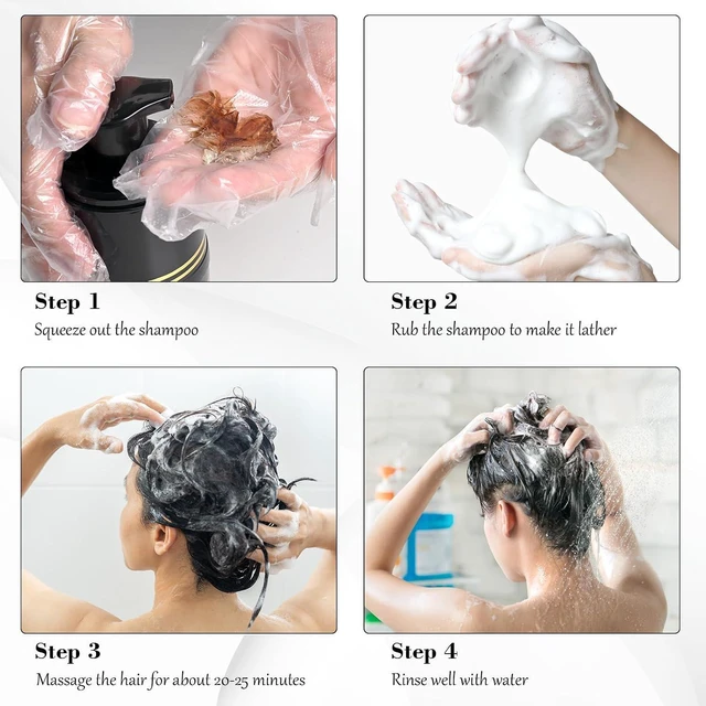 Alt view image 4 of 6 - 3 in 1 Black Hair Dye Shampoo for Covering Grey Hair