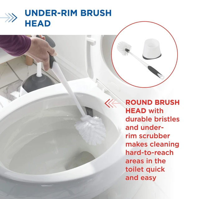 Alt view image 4 of 4 - Clorox Corner Toilet Bowl Brush with Under Rim Scrubber, Corner Storage Caddy, White