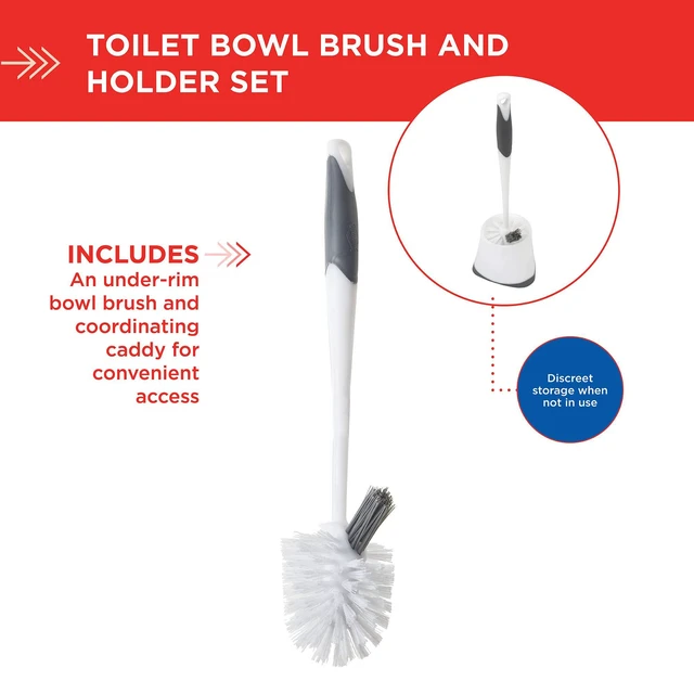 Alt view image 2 of 4 - Clorox Corner Toilet Bowl Brush with Under Rim Scrubber, Corner Storage Caddy, White