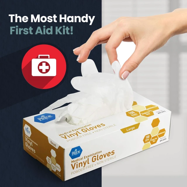 Alt view image 7 of 7 - MED PRIDE Medical Vinyl Examination Gloves, Large, 100-Count, Latex & Rubber Free, Ultra-Strong, Clear, Powder-Free, Disposable for Healthcare & Food Handling