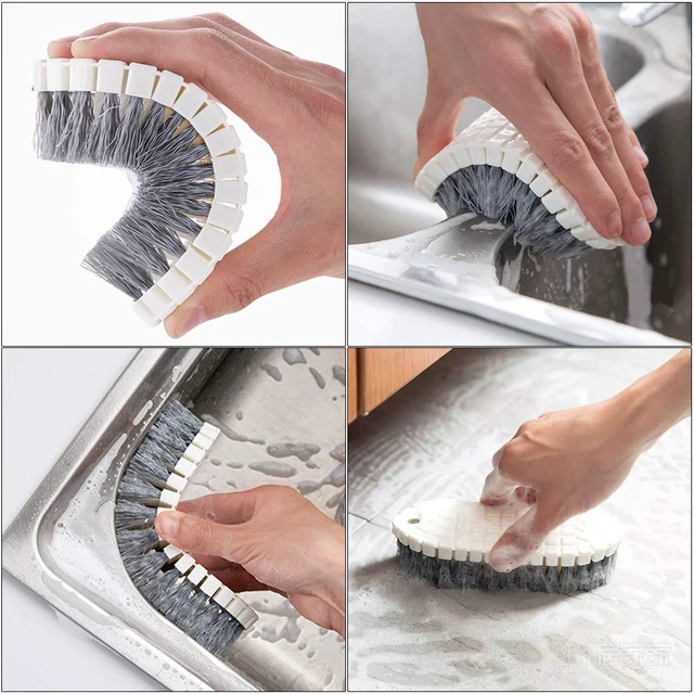 Alt view image 4 of 6 - 4-Pack Dish Brush Set with Handle, Stiff Bristle Kitchen Scrub Brushes, Multi-Purpose Cleaning Brushes for Dishes, Pots, Sinks, Bottles, Grout Lines and Bathroom Surfaces
