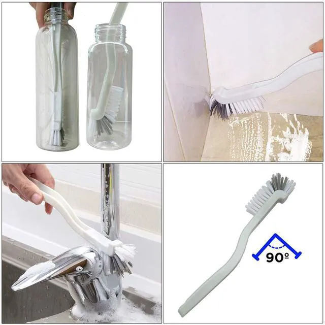 Alt view image 3 of 6 - 4-Pack Dish Brush Set with Handle, Stiff Bristle Kitchen Scrub Brushes, Multi-Purpose Cleaning Brushes for Dishes, Pots, Sinks, Bottles, Grout Lines and Bathroom Surfaces