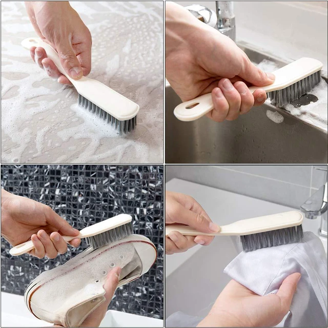 Alt view image 2 of 6 - 4-Pack Dish Brush Set with Handle, Stiff Bristle Kitchen Scrub Brushes, Multi-Purpose Cleaning Brushes for Dishes, Pots, Sinks, Bottles, Grout Lines and Bathroom Surfaces