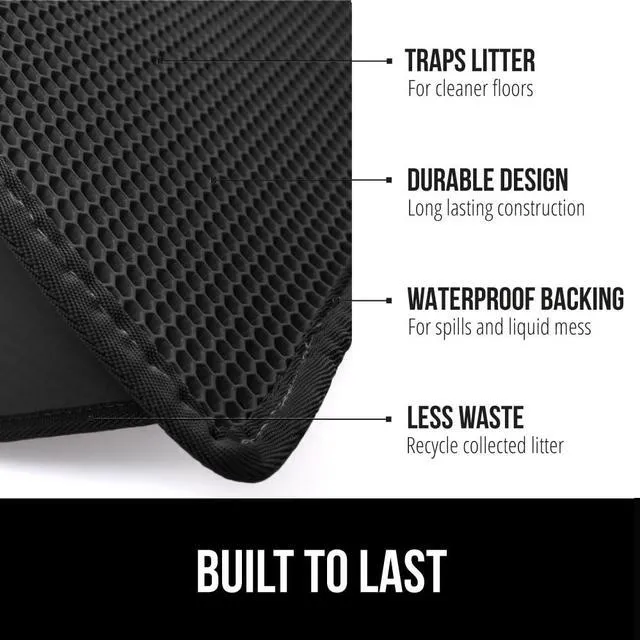 Alt view image 6 of 6 - GORILLA GRIP Honeycomb Cat Litter Box Mat, 24x15, Black, Soft on Paws