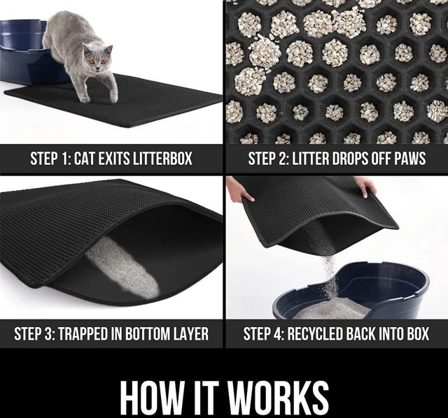 Alt view image 4 of 6 - GORILLA GRIP Honeycomb Cat Litter Box Mat, 24x15, Black, Soft on Paws