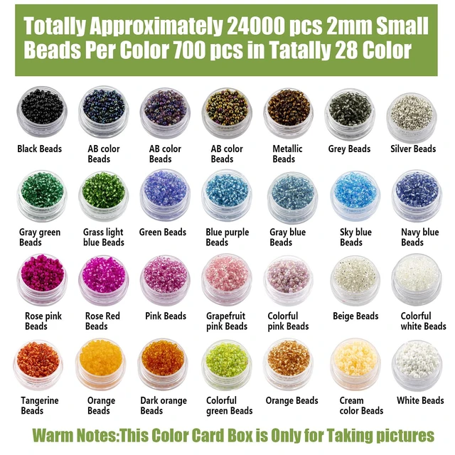 Alt view image 3 of 7 - Ybxjges 24000Pcs 2mm Glass Seed Beads Kit, 28 Colors, for Jewelry Making, Bracelets, Necklaces, Earrings