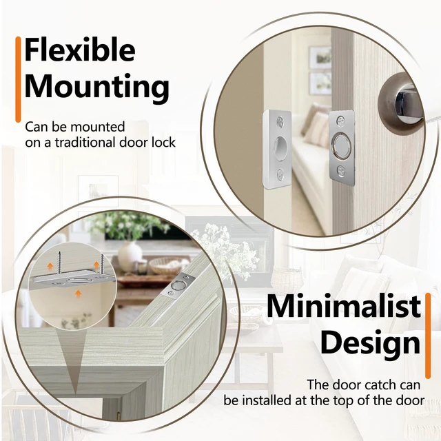 Alt view image 6 of 7 - Tonitrui Upgraded Strong Magnetic Door Catch 2 Pack Silver, Replacement for Traditional Ball Catch, Quiet & Easy to Install for Top of Closet Door