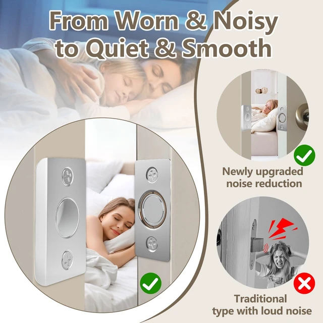 Alt view image 4 of 7 - Tonitrui Upgraded Strong Magnetic Door Catch 2 Pack Silver, Replacement for Traditional Ball Catch, Quiet & Easy to Install for Top of Closet Door