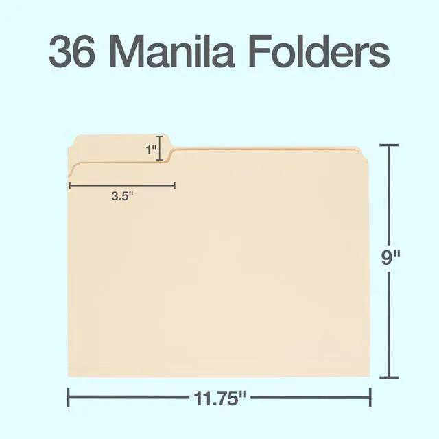 Alt view image 4 of 6 - Oxford File Folders, 36 Pack, Letter Size 8.5"x11", 3 Tabs, Manila Paper, for School, Office & Home Document Organization