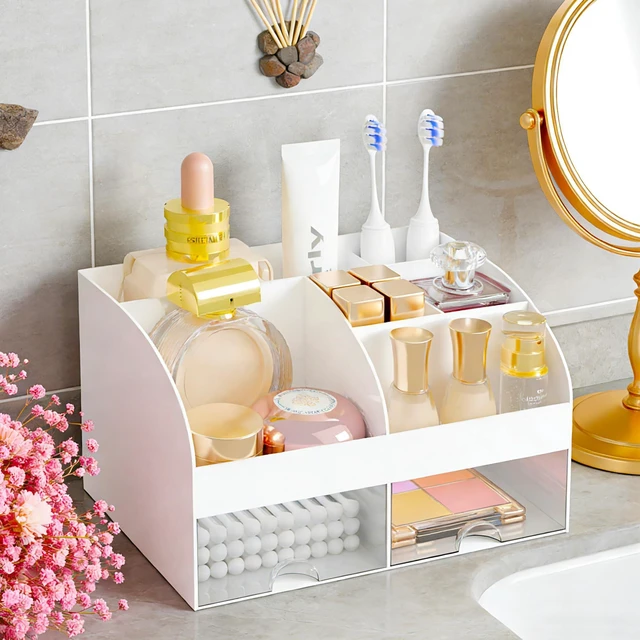Alt view image 2 of 6 - Countertop Makeup Organizer with 2 Drawers, Cosmetic Storage for Vanity
