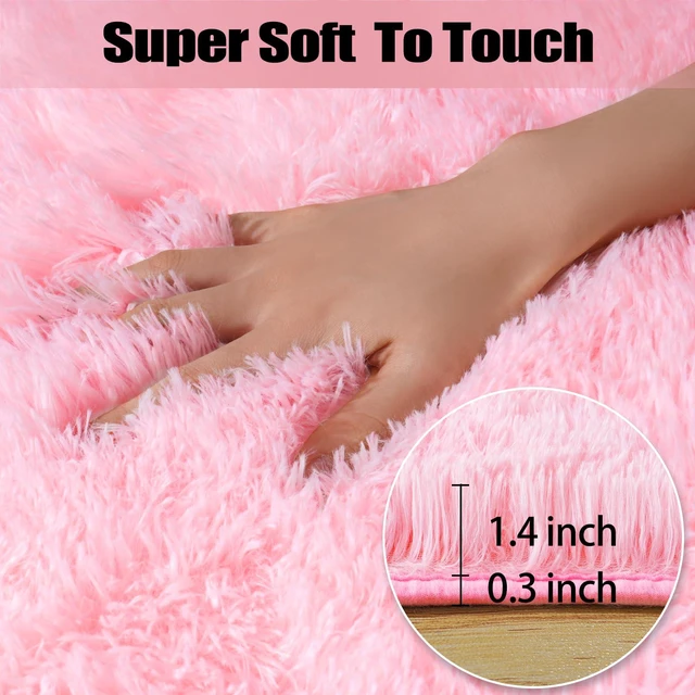 Alt view image 5 of 6 - Qulint Pink Fluffy Area Rug 2x3 for Bedroom Girls and Living Room