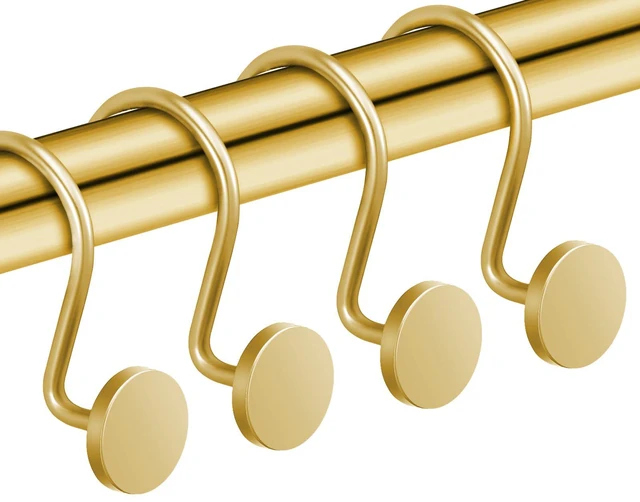Main image of CHICTIE Gold Metal Shower Curtain Hooks, Rustproof Heavy Duty Round Design, Set of 12, Modern Decorative for Bathroom