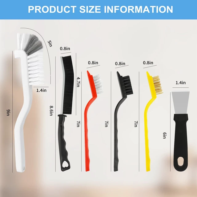 Alt view image 6 of 6 - Dfacio 11Pcs Crevice Cleaning Brush Set, Hard Bristle Cleaning Supplies for Kitchen, Bathroom, Corner, Grout, Sink