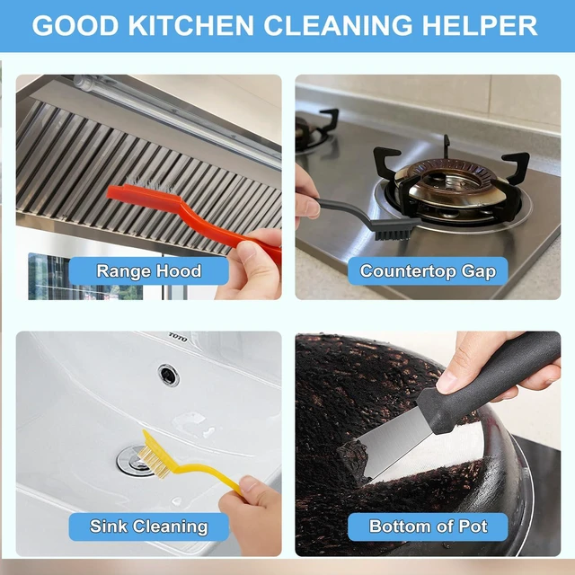 Alt view image 4 of 6 - Dfacio 11Pcs Crevice Cleaning Brush Set, Hard Bristle Cleaning Supplies for Kitchen, Bathroom, Corner, Grout, Sink