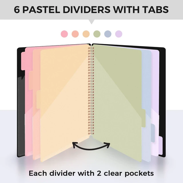 Alt view image 5 of 7 - SKYDUE 12 Pocket Spiral Multi Pocket Folder Binder with Dividers, Black