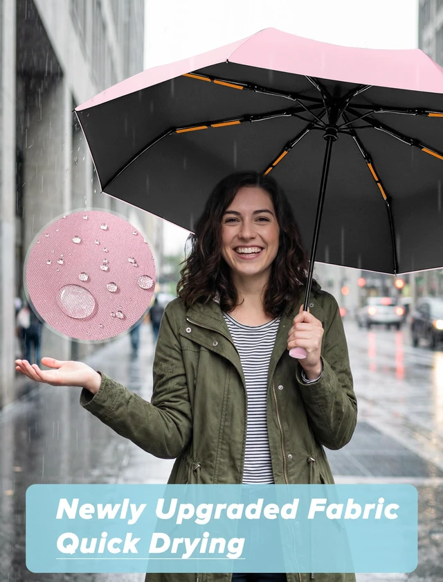 Alt view image 5 of 7 - Yoobure Automatic Travel Umbrella Portable Compact Windproof UV Protection Folding Umbrella for Backpack Car Kids Women Macaron Colorful