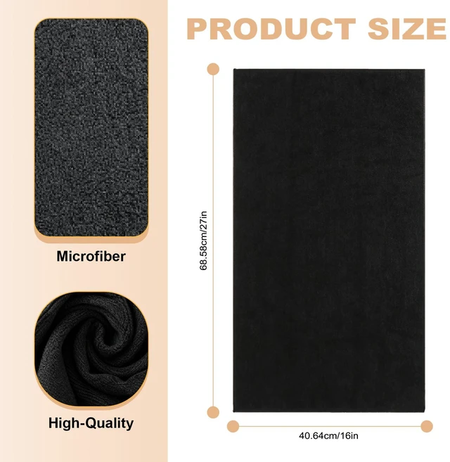 Alt view image 2 of 7 - Puomue 6 Pack Black Microfiber Salon Towels 27x16 Inch Super Soft Absorbent Hair Towel for Bath Spa Pool Home