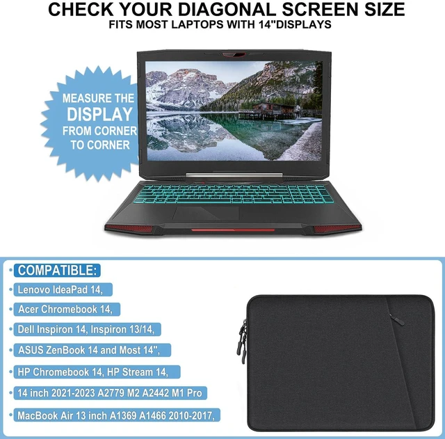 Alt view image 4 of 7 - 14Inch Laptop Sleeve, Water Resistant Shockproof Protective Computer Cover