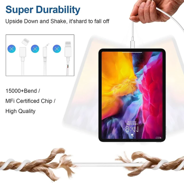 Alt view image 2 of 6 - 20W USB-C Fast Charger with 10ft Type-C to C Cable for Apple iPhone 17 Pro Max/17 Air/16 Pro/16 Plus/15 Pro/15 Mini, iPad, AirPods
