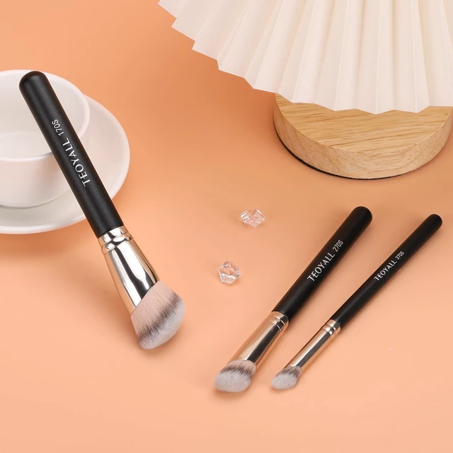 Alt view image 4 of 7 - Teoyall 3-Piece Angled Blending Brush Set for Foundation, Contour, Concealer