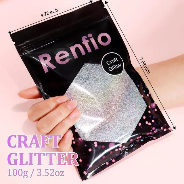 Alt view image 4 of 7 - Renfio Holographic Silver Ultra Fine Glitter Powder 3.5oz 100g for Resin