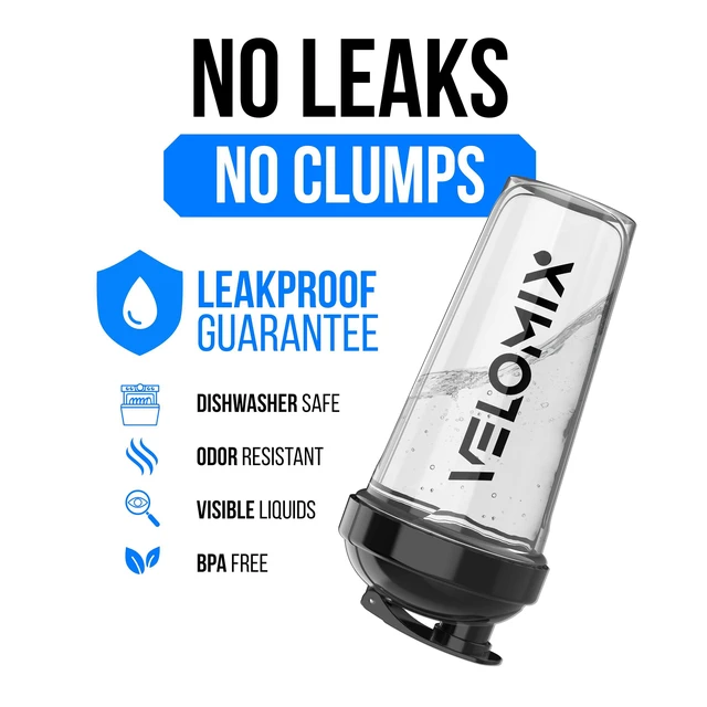 Alt view image 3 of 6 - VELOMIX 2 Pack 28oz Protein Shaker Bottle, Black/Transparent