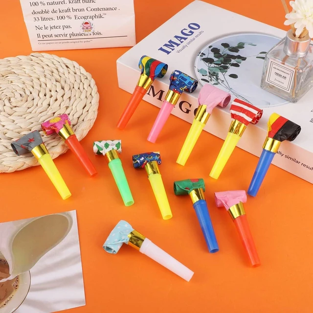Alt view image 4 of 7 - 25Pcs Colorful Party Blower, Blowouts, Blow Horns, Whistles, Noisemakers for Birthday New Year Favors