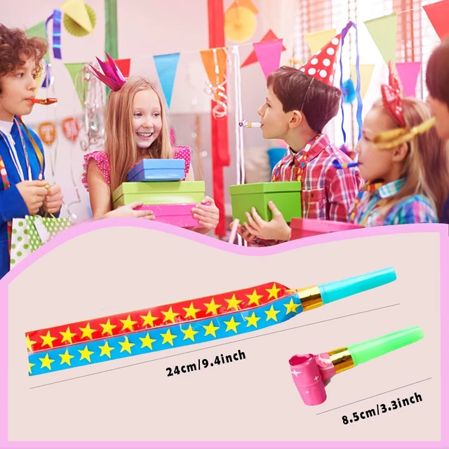 Alt view image 3 of 7 - 25Pcs Colorful Party Blower, Blowouts, Blow Horns, Whistles, Noisemakers for Birthday New Year Favors