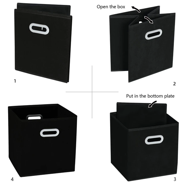Alt view image 5 of 6 - Fabric Cloth Storage Bins, Cube Organizer with Dual Handles, Foldable Baskets, Set of 3, Black
