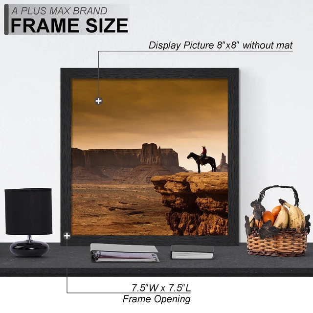 Alt view image 6 of 6 - 8x8 Picture Frame Set of 2 Black Lightweight Tabletop and Wall Mount