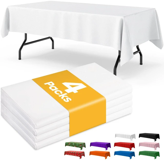 Main image of Niuara White Plastic Table Cloth 4 Pack 54" 108" Rectangle Disposable for 6FT Tables, Party, Holiday & Gathering Use