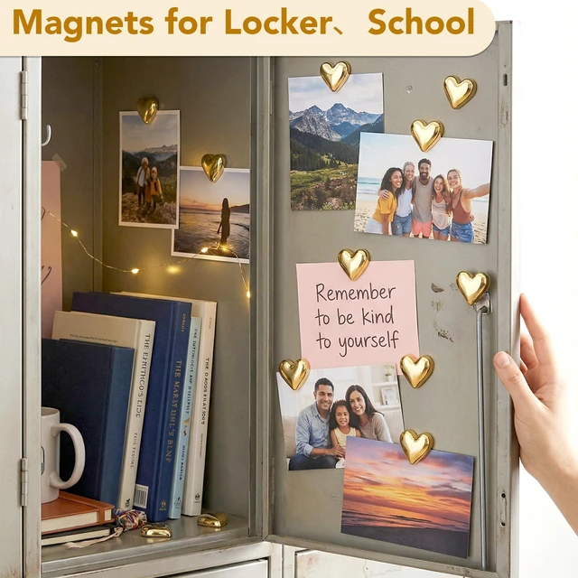 Alt view image 6 of 6 - 18 Pcs Heart Fridge Magnets for Refrigerator Locker Whiteboard Decor, Gold