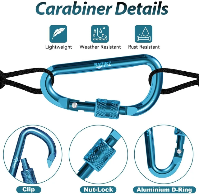 Alt view image 2 of 6 - 6PCS 2-Inch Aluminum D-Clip Carabiner Keychain with Hook