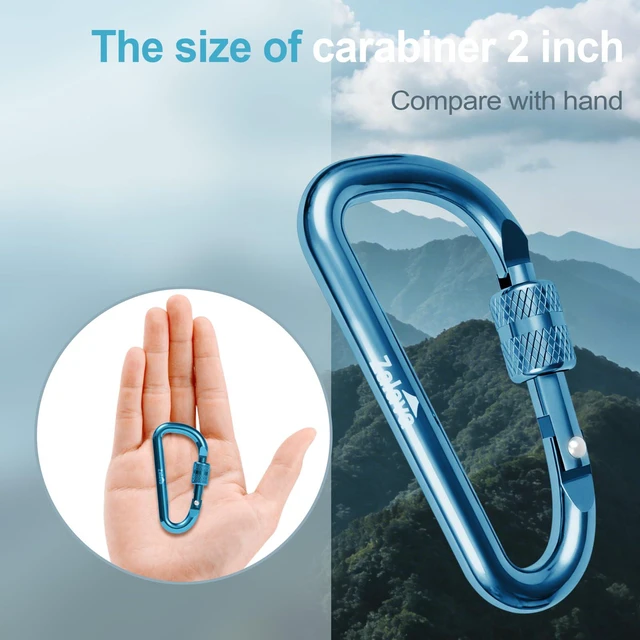 Alt view image 6 of 6 - 6PCS 2-Inch Aluminum D-Clip Carabiner Keychain with Hook