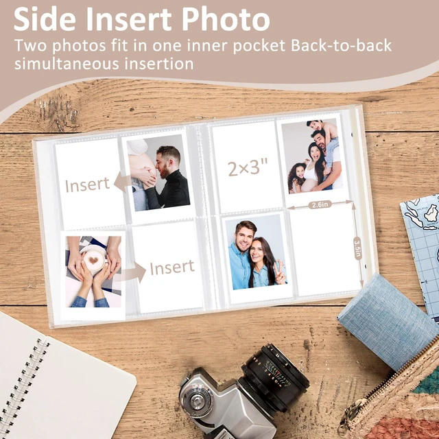 Alt view image 5 of 7 - Vivinin 2PCS Polaroid Photo Album, 2x3 Inch Pockets, 104 Pockets Hold 208 Pictures, Linen Hardcover, Off-white