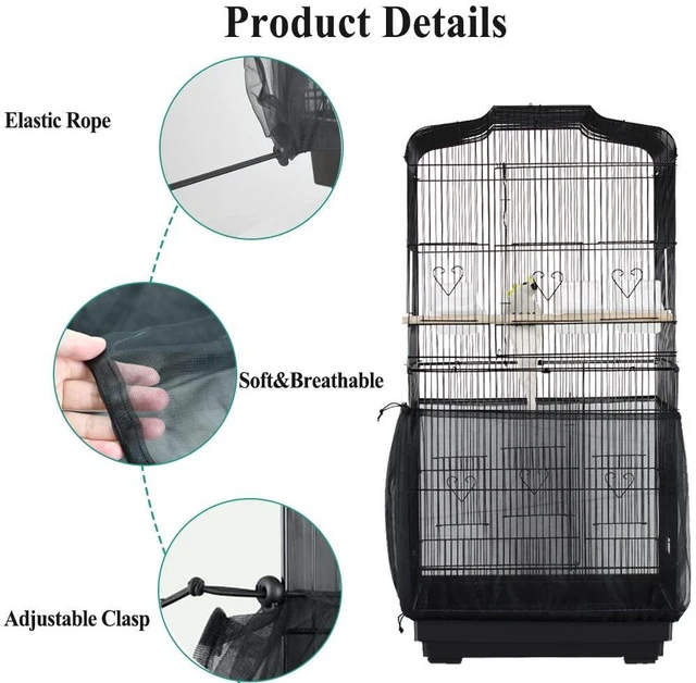 Alt view image 4 of 6 - ASOCEA Adjustable Nylon Mesh Bird Cage Seed Catcher, 78.7Inch, Black, for Round and Square Cages