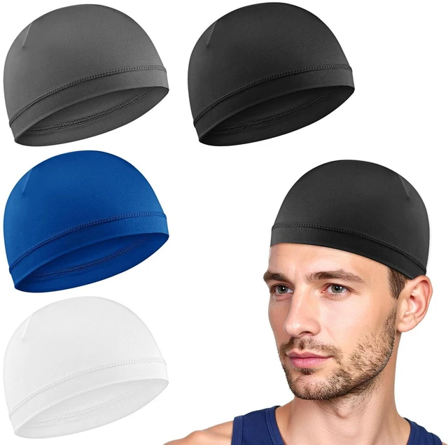 Main image of Qianyu 4pcs Skull Caps Breathable Thin Sleep Hats Running Beanie Helmet Liner Stretchy Sweat Wicking Headwear