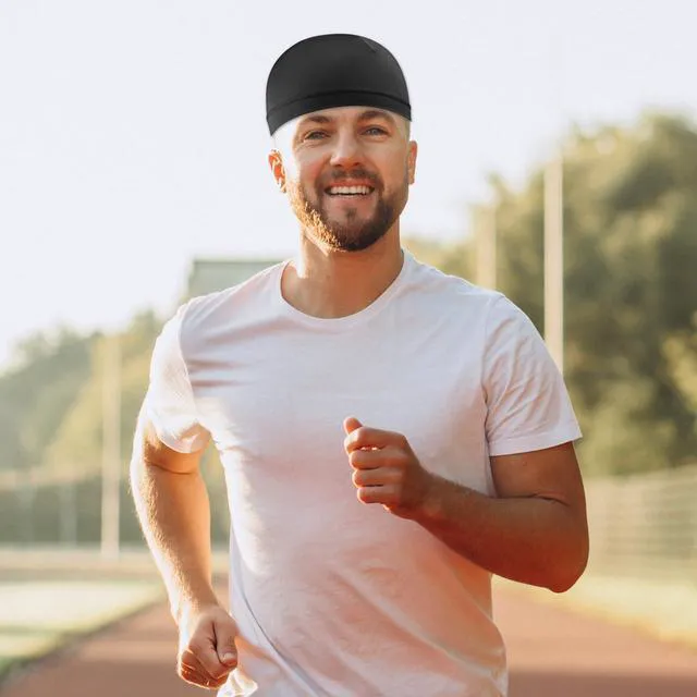 Alt view image 3 of 7 - Qianyu 4pcs Skull Caps Breathable Thin Sleep Hats Running Beanie Helmet Liner Stretchy Sweat Wicking Headwear