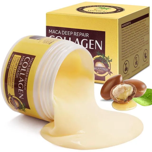 Alt view image 4 of 7 - Collagen Hair Mask with Maca Essence, Deep Repair Conditioner for Dry Damaged Hair, Hydrating and Moisturizing Treatment - 150ml