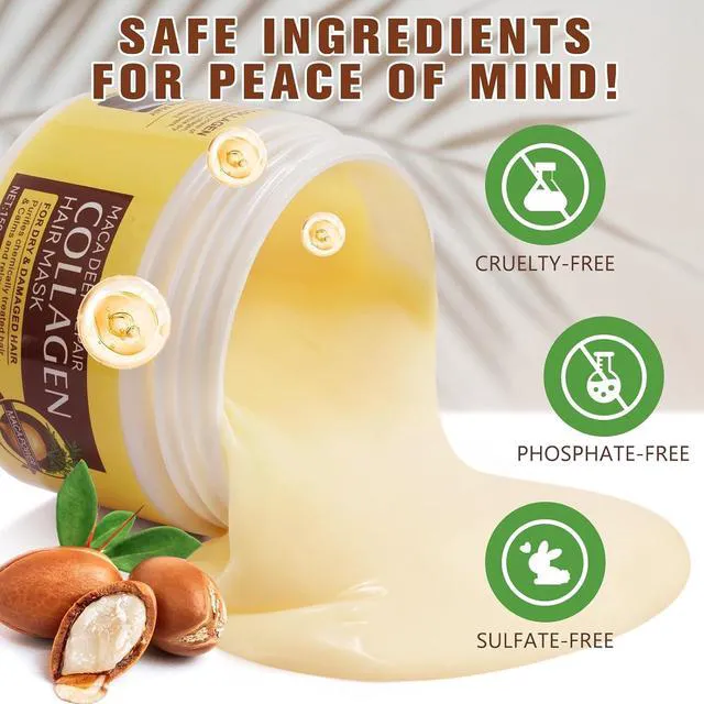 Alt view image 6 of 7 - Collagen Hair Mask with Maca Essence, Deep Repair Conditioner for Dry Damaged Hair, Hydrating and Moisturizing Treatment - 150ml