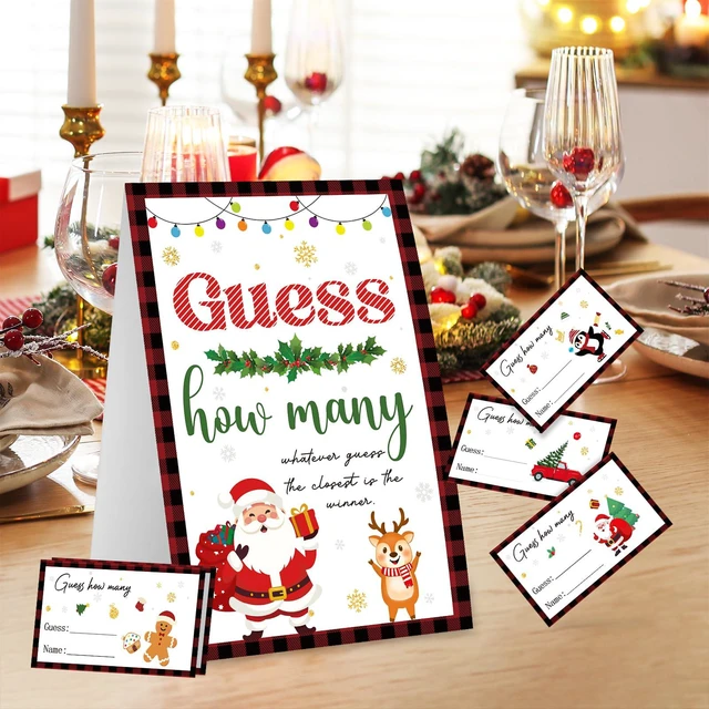 Alt view image 5 of 7 - COCHIE Guess How Many Game Christmas Party for Family Adults Office Large Groups, Winter Classroom Activities with Guesses Cards, 60 Players