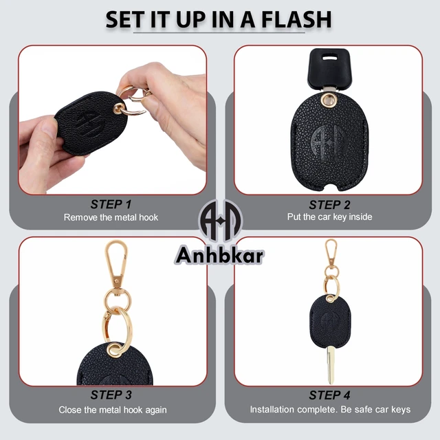 Alt view image 5 of 6 - Leather Key Cover for Car Key Loop Replacement