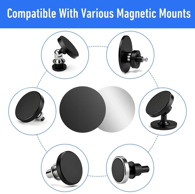 Alt view image 2 of 7 - Bewudy 14pcs Metal Plates for Magnetic Mount, Round Magnet for Phone Case