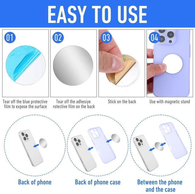 Alt view image 6 of 7 - Bewudy 14pcs Metal Plates for Magnetic Mount, Round Magnet for Phone Case