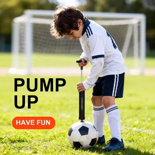 Alt view image 4 of 7 - 10 Inch Portable Ball Pump Kit with 5 Needles, 1 Nozzle & Extension Hose for Soccer, Football, Volleyball, Water Polo, Rugby