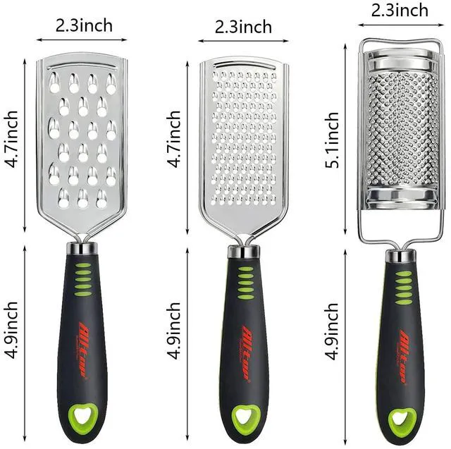 Alt view image 2 of 6 - ALLTOP Food Graters for Cheese, Nutmeg, Potato, Ginger, Garlic, Citrus - Handheld Stainless Steel Zester, Multi-Purpose Kitchen Gadgets, Set of 3